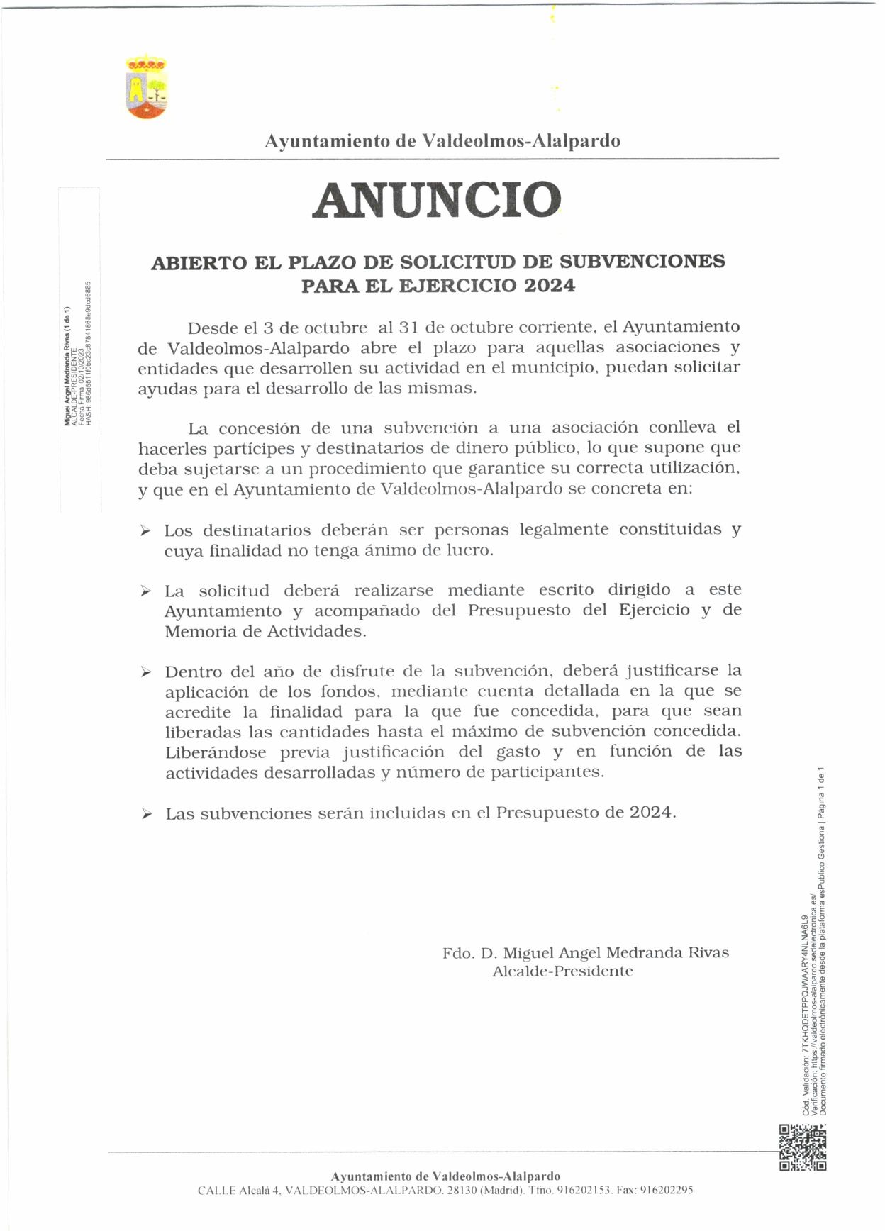 Abierto el plazo de solicitud de subvenciones para el ejercicio 2024 ...