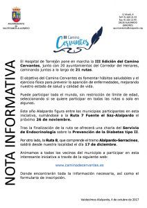 Nota Informativa III Camino Cervantes